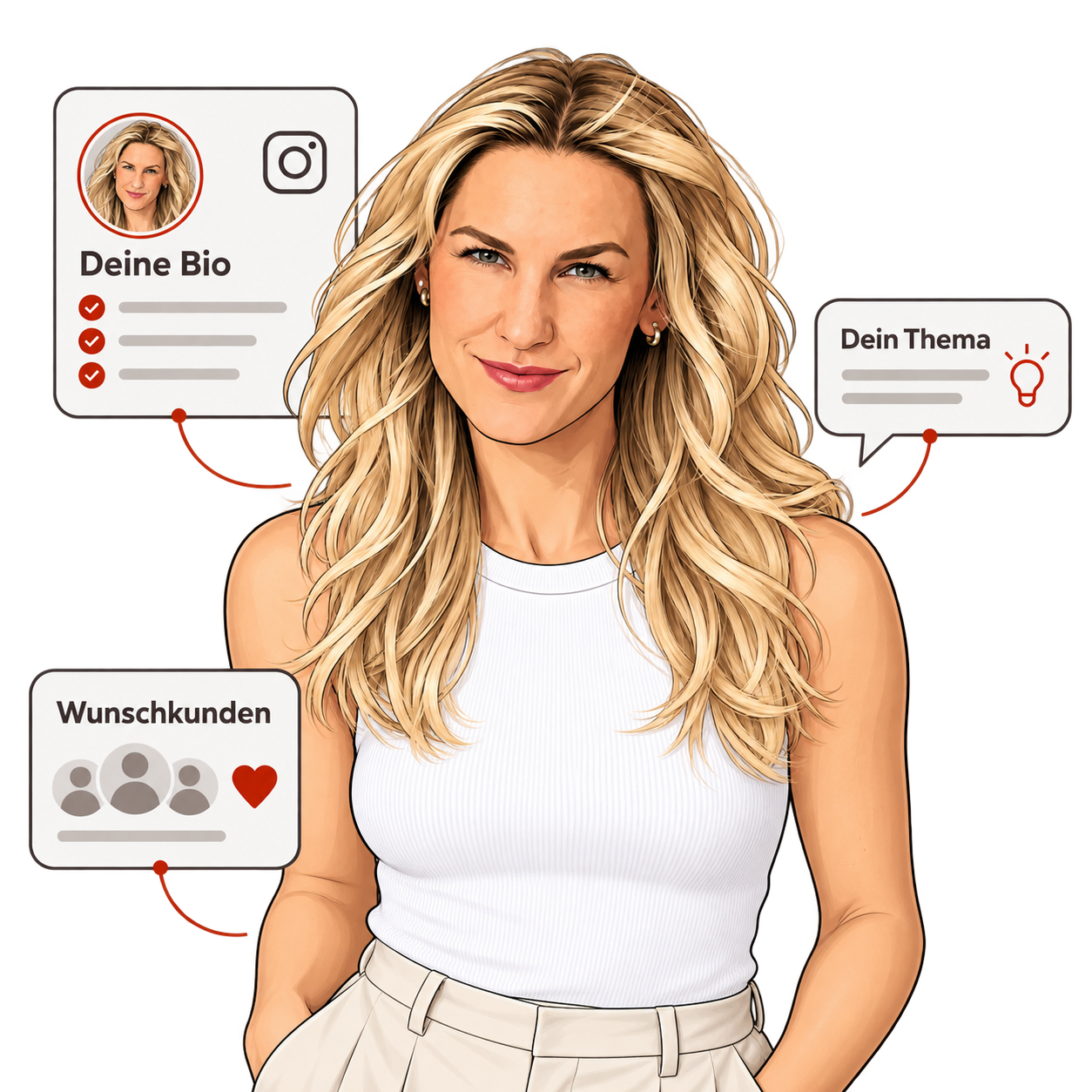 Die Bio-Komplizin mit Instagram-Profilkarte und Symbolen für dein Thema und deine Wunschkunden